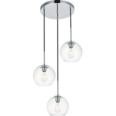 Baxter 3 Light Pendant Ceiling Light with Clear Glass, Chrome