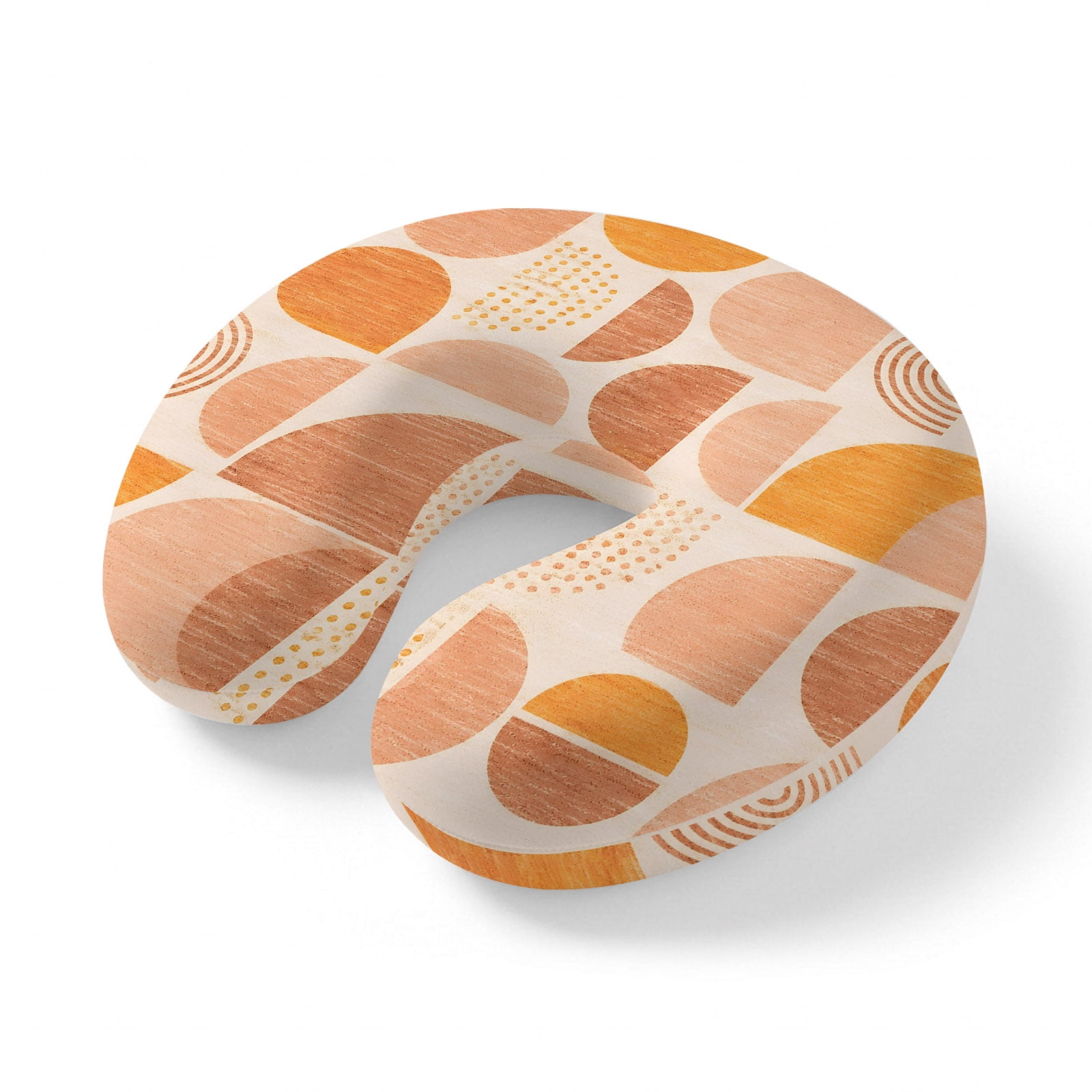 Neck Pillow Orange Color Block Polka Dot Travel Pillow Memory Foam U Shaped Pillows Arch Stripe Boho Style Travel Neck Pillows for Airplane Car Office Home Sleeping Rest