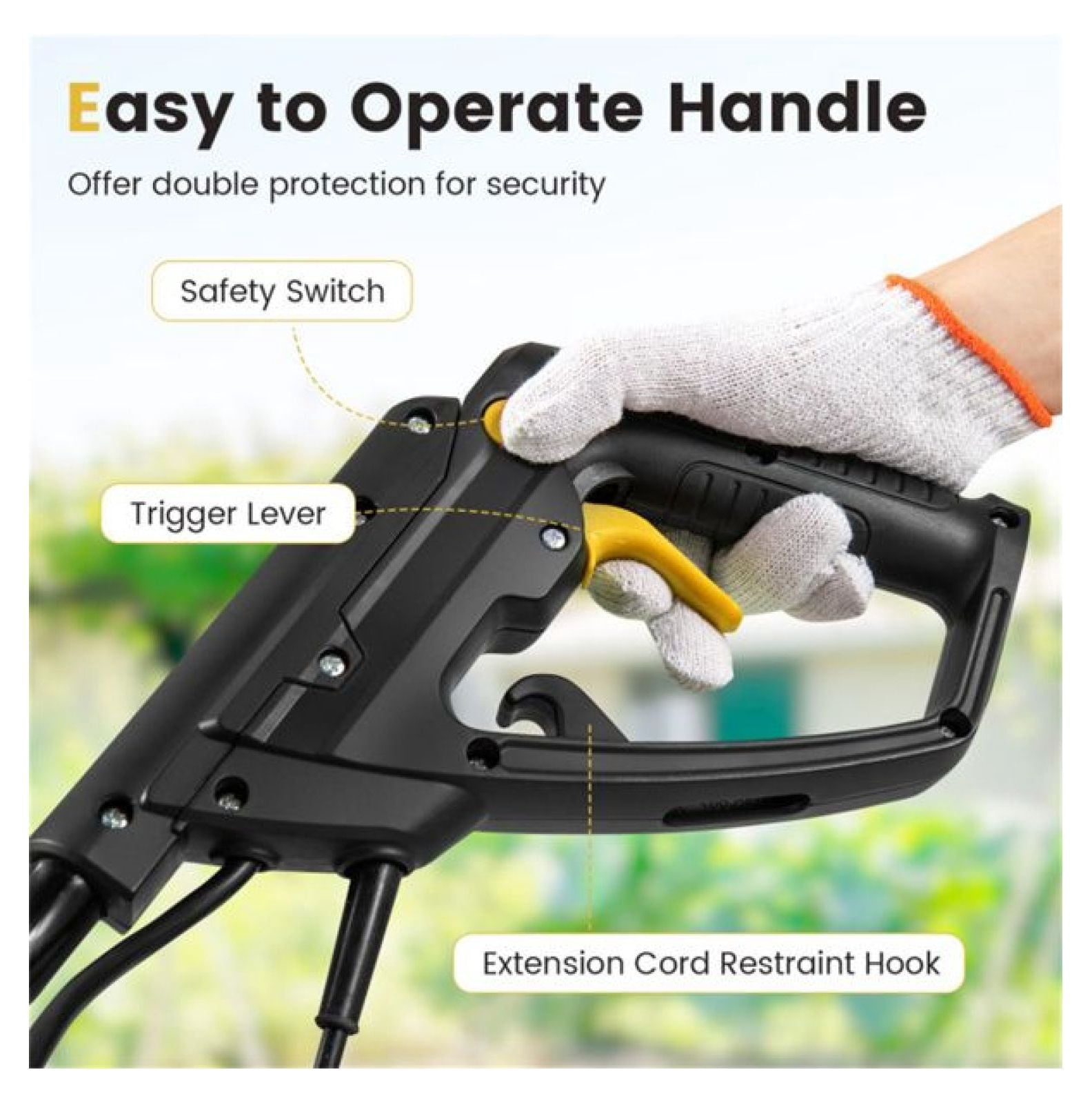 10 Amp Electric Tiller - 380 RPM Garden Cultivator, 14" Working Width, 4 Blades, Foldable Handle for Soil Preparation