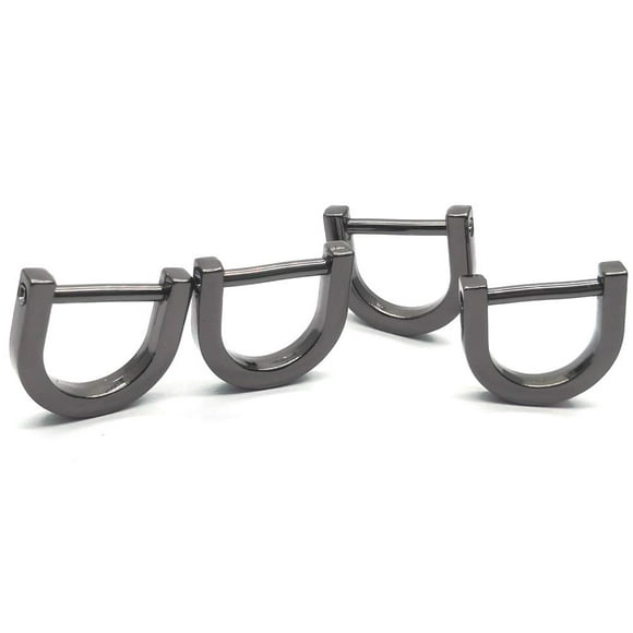 ZLYY 4Pcs 12mm/0.5" Mini U Shape D Ring with Closing Screw Shackle, for Buckle, DIY Leather Craft Purse Keychain, Black