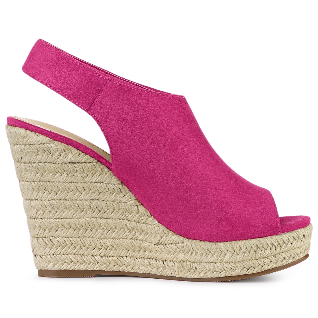 DARING DIVA Slingback Platform Wedges Heel Espadrille Wedge Sandals Hot Pink 8