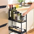 thumbnail image 2 of KK KINGRACK 3-Tier Metal Utility Rolling Cart with Wheels, Garage Storage, Slim Storage Cart for Office Kitchen Bathroom Narrow Place, File Black, 2 of 7
