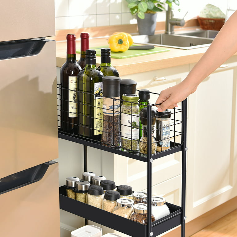 3-Tier Kitchen Cart Multifunctional Rolling Utility Cart with