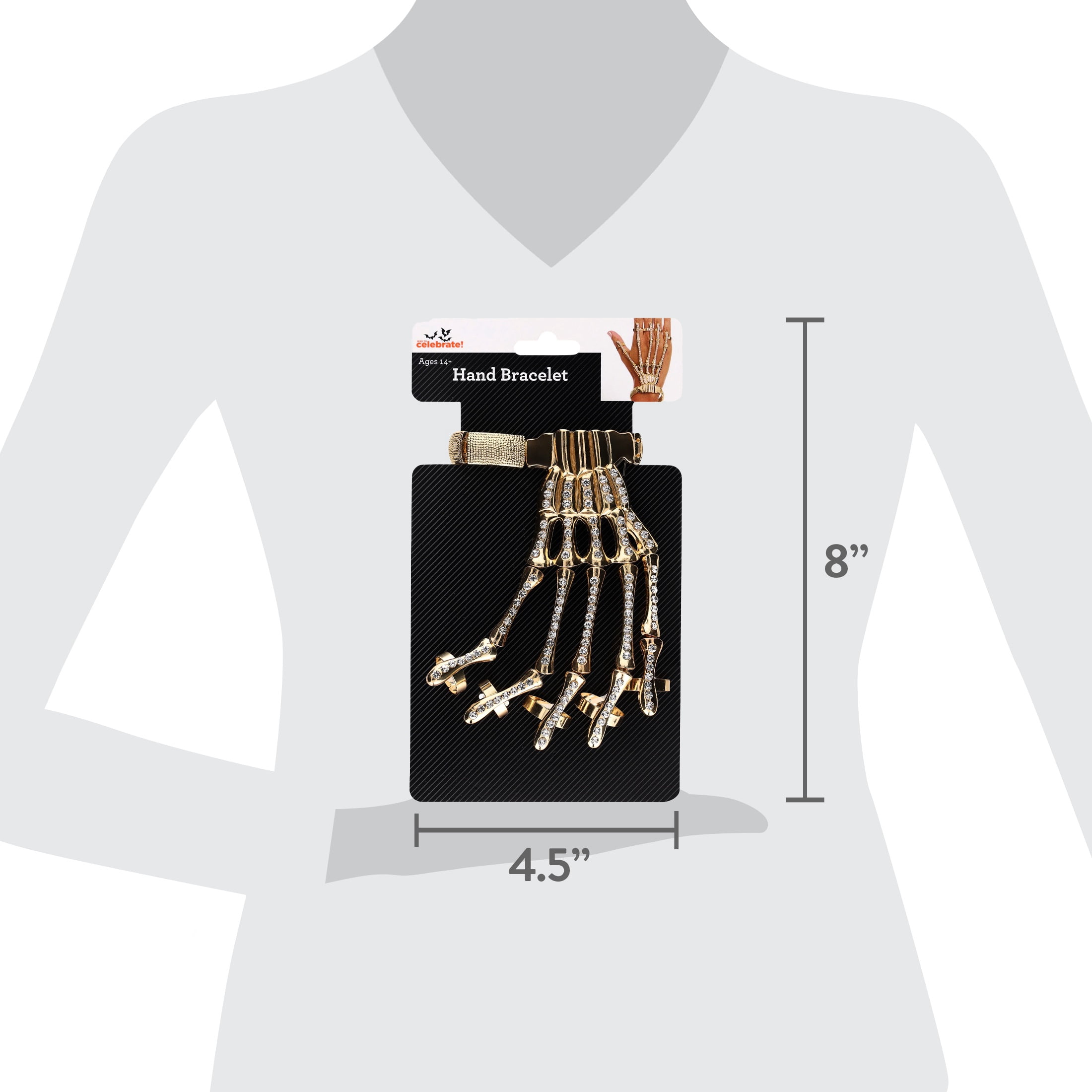 Skeleton Hand Bracelet Costume Accessory for Adults, Gold, Halloween by Way To Celebrate