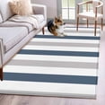 thumbnail image 2 of Blue Gray Striped Large Area Rugs for Bedroom Living Room, Soft Non Slip Carpet Bedside Rug, Farmhouse Stripe Art Rectangular Floor Cover Kitchen Accent Rug 3'x5' for Dining Room/Office, 2 of 9