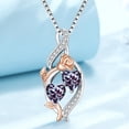 thumbnail image 3 of Taioiat Double Birthstone Necklaces for Women 18K Gold Plated Birthstone Rose Flower Jewelry Anniversary Valentines Day Mother's Day Birthday Gifts for Her Wife Girlfriend Mom, 3 of 7