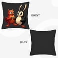 thumbnail image 6 of Set of 2 Throw Pillow Covers 18x18in - Cute Cartoon Red Squirrel & Black Rabbit Design for Couch Bed Car Decor, 6 of 8