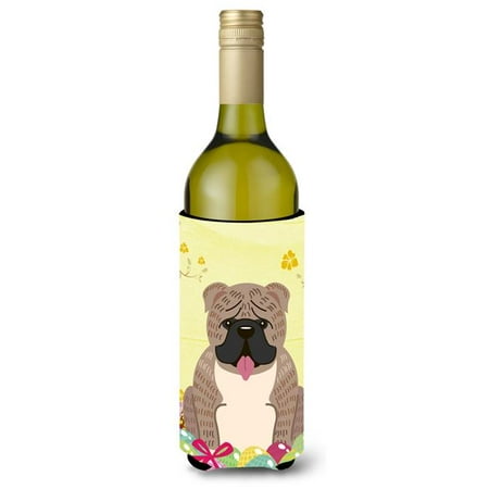 

Easter Eggs English Bulldog Grey Brindle Wine Bottle Beverge Insulator Hugger