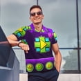 thumbnail image 3 of Lsque Geometry Dash Pattern Golf Shirts for Men Dry Fit Print Moisture Wicking Performance Short Sleeve Polo Shirt-Medium, 3 of 7