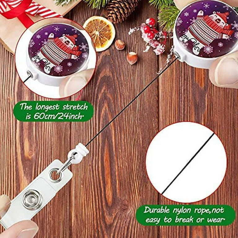 10 Pieces Christmas Badge Reel Merry Christmas Santa Claus Snowman Retractable  Badge Holder with Alligator Clip Decorative Badge Reel Clip for Nurse  Office Students, Christmas Decor Party Supplies 