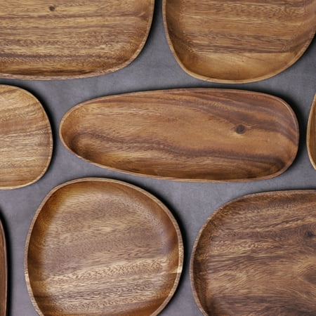 

Kaesi Wooden Round Pastry Serving Plate Rectangle Food Dish Dried Fruit Tray Tableware