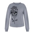thumbnail image 3 of Women's Halloween Sweatshirts Skull Graphic Long Sleeve Loose Fit Pullover Gothic Fall Casual Tops, 3 of 4