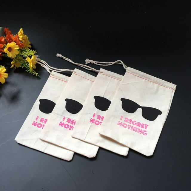 10 Unidades Colección Bolsos de Fiestas Favores de Soltería Kit de Muselina para Casamineto I Regret Nothing Yotijar Kit de boda para la resaca