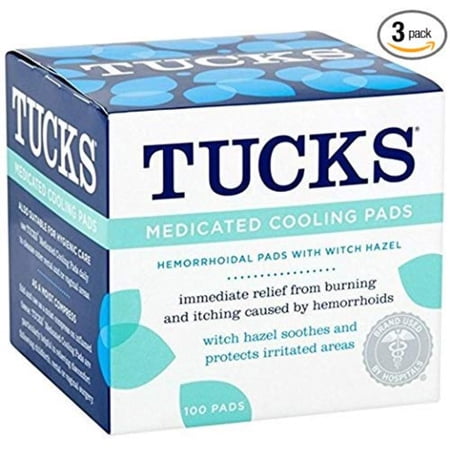 Medicated Cooling Pads 100 Each (Pack of 3), Provides immediate relief from burning and itching caused by hemorrhoids By Tucks