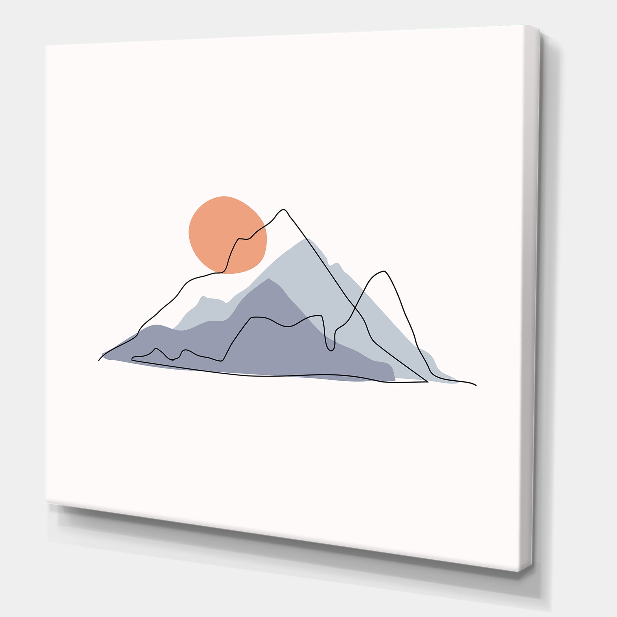 Designart ' Abstract Red Moon With Mountainscape ' Modern Canvas Wall Art Print