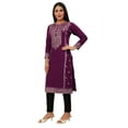 thumbnail image 4 of Maple Clothing Indian Kurta for Women Printed India Tunic Tops Kurti Party Wear (Purple, 4XL), 4 of 6