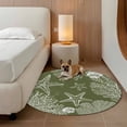 thumbnail image 3 of Sea Stars Round Living Room Rugs 8 ft, Retro Corals Shells Sea Stars Sage Green Washable Large Area Rug with Non-Slip Sturdy Edge Binding Round Carpet for Dining Room Kitchen Office, 3 of 9