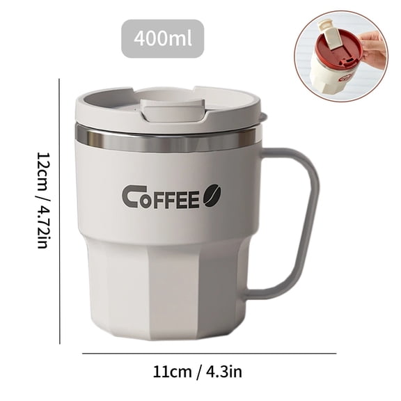 12oz Double Wall Insulated Stainless Steel Coffee Mug with Handle