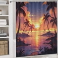 thumbnail image 5 of Golden Sunset on The Beach Sea Ocean 4 Pcs Shower Curtain Set with Non-Slip Rugs Toilet Lid Cover And Bath Mat Sunset Tropical Ocean Palm Tree Summer Orange Sky Landscape Waterproof Shower Curtain, 5 of 8