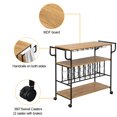 thumbnail image 6 of 3-Tier Industrial Bar Cart, Mobile Wine Rack Table with Glass Holder, Wine Bar Cabinet with Storage for Home, Black Frame / Brown Board, 6 of 9