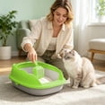 thumbnail image 5 of Semi-Enclosed Splash-Proof Cat Litter Box with Scoop, Low-Entry for Kittens, Spacious Interior, Easy-Clean, Eco-Friendly Material, Non-Slip Base, 5 of 6