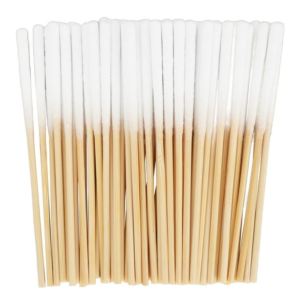 60 hisopos de algodón con punta suave y mango de madera, multiusos, gruesos, de seguridad, con aplicadores largos de punta de algodón de 8 cm
