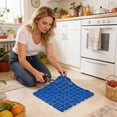 thumbnail image 3 of Self-Draining Interlocking Non Slip Bath Mat, Modular Bathroom Floor Tiles for Shower Wet Area Use(Blue,30x30 cm / 12x12 in), 3 of 6