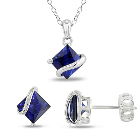 Everly Women's Created Sapphire Sterling Silver Jewelry Set