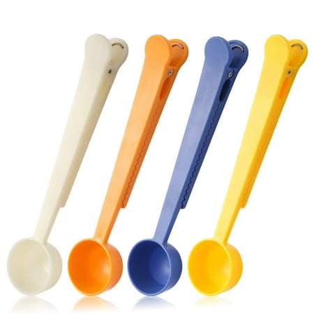 

4pcs Coffee Scoop Clip Portable with Long Handle Spoon Measuring Sealing Bags Spoons Office Supplies for Tea Milk Powder HOT