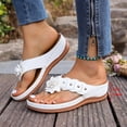 thumbnail image 6 of GERsome Women's Flip-Flops Low Wedge Open Toe Thong Sandals Comfort Slip-On Slides Summer Beach Walking Shoes, White Size 5.5, 6 of 10