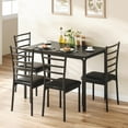 thumbnail image 3 of Dining Table Set Glass Dining Room Table Set for Small Spaces Kitchen Table Furniture Rectangular Modern Compact Space Glass Tabletop, 4 Upholstered PU Chairs, Metal Steel Frame, 3 of 9