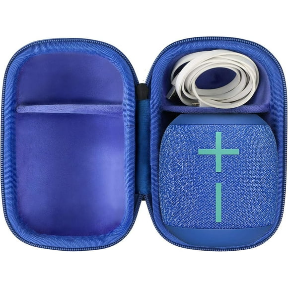 SDES-co2crea Hard Travel Case for Ultimate Ears UE Wonderboom 1/2 Portable Waterproof Bluetooth Speaker (Black Case + Inside Bermuda Blue)