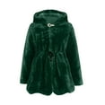 thumbnail image 6 of UTSJKR Women's Faux Fur Hooded Coat Hooded Winter Warm Jacket Elegant Solid Long Sleeve Plush Outerwear Fluffy Overcoat Green XL, 6 of 6