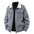 thumbnail image 2 of GrmtClth Winter Jackets for Men Vintage Sherpa Lined Corduroy Jacket Midweight Turn-Down Collar Full Zip Thick Warm Trucker Jackets Gray XXL, 2 of 8
