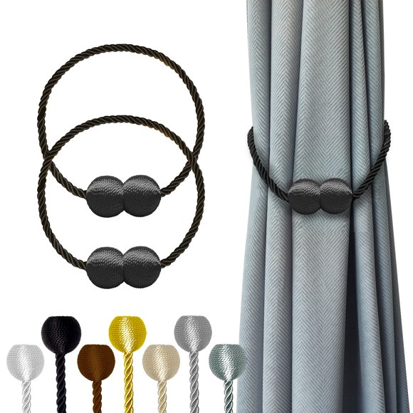 Cortinas magnéticas Hion Black, 2 unidades, para decoración del hogar