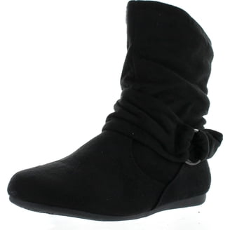 Top Moda Women's Bank-81 Slouch Boots - Grey - Size 7 - Round Toe & Buckle Detail
