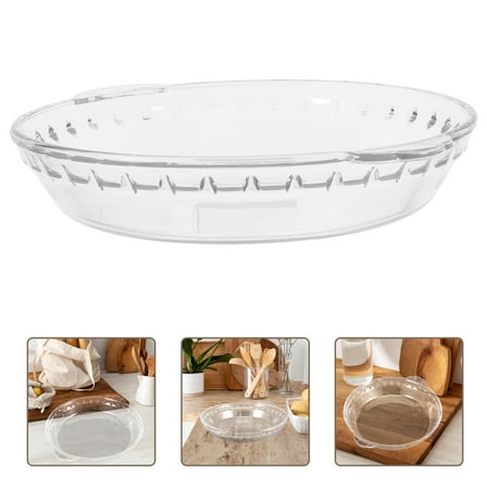 BESTYASH Baking Tray Glass Pie Pan Transparent Non Stick Round Dinnerware 1Pack