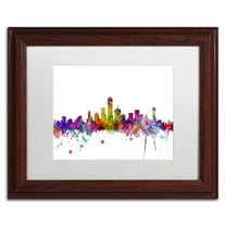 Trademark Fine Art 'Dallas Texas Skyline' Canvas Art by Michael Tompsett, White Matte, Wood Frame