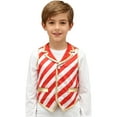 thumbnail image 2 of iiniim Christmas Boys Striped Vest Xmas Party Single Breasted Dressy Waistcoat Red White 8, 2 of 7