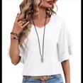 thumbnail image 3 of Camiseta de Corta con Volantes para Mujer, Cuello en V, Acampanada de Doble Capa XL, 3 of 9