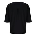 thumbnail image 5 of Fesfesfes Women's Trendy Tee Summer Half-Batwing Sleeves Solid Color Crew Neck Tops Home Daily Wearing Curved Hem with Side Slits T-shirt(Black,S), 5 of 8