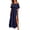 Dark Blue 07, variant on Karymi Off-the-Shoulder Ruffle Maxi Dress, Elastic Waist Side Split Chiffon Gown, Casual Summer Wedding Guest Beach Party Dress Sundress