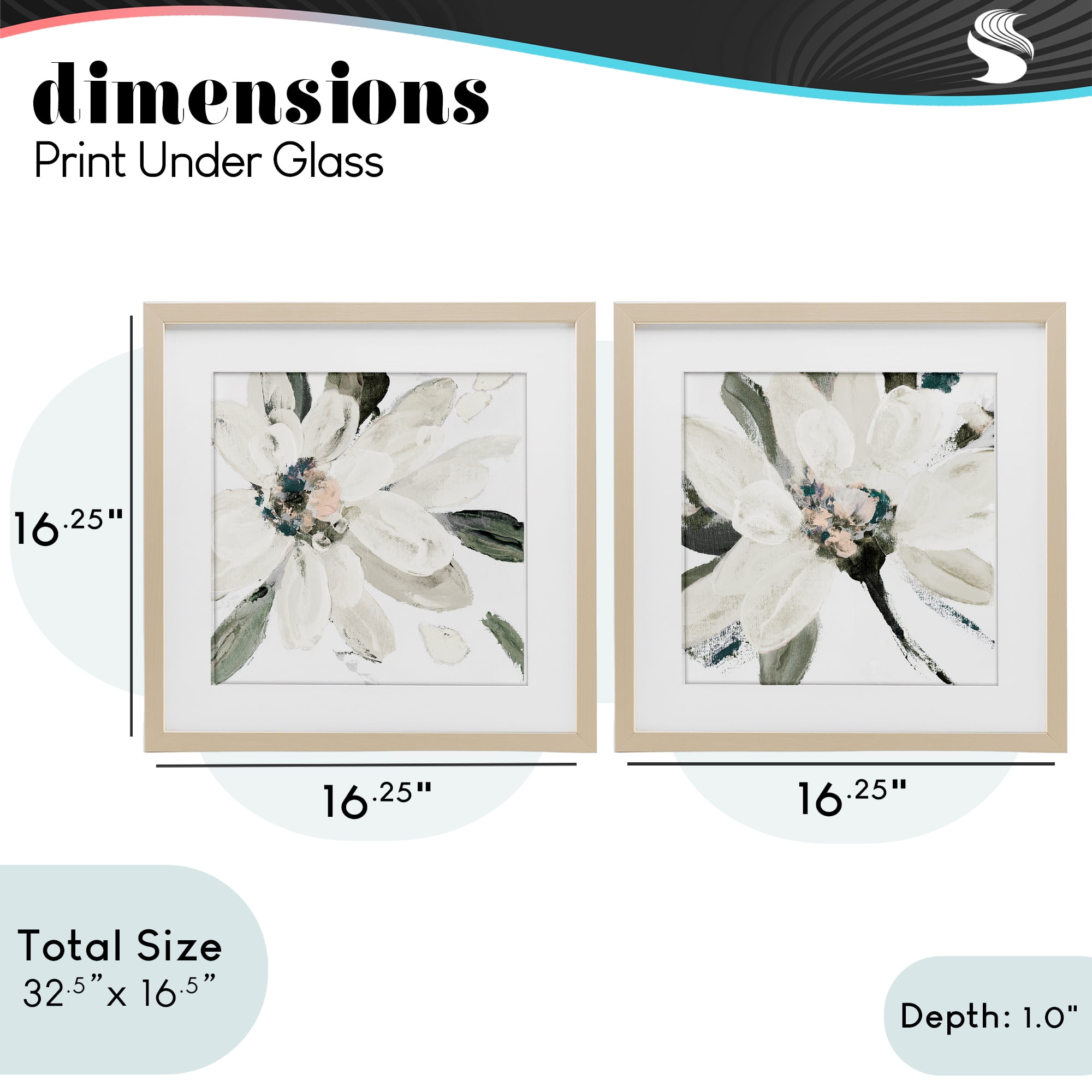 Stupell Industries Naturally Blooming White Flowers 2 Piece Birch Framed Print Under Glass Set, design by Lanie Loreth