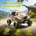 thumbnail image 4 of Xuanlur 12V Dinosaur Ride on Toys, Electric Car for Toddlers 2-4 w/Parent Control, Ride on Car w/Lights, 4-Wheel Suspension, Music, Bluetooth, 2.49-3.11MPH, Simulated Animal Vehicle for Kids (Khaki), 4 of 6