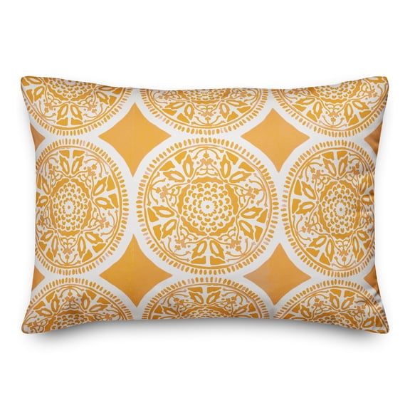 Creative Products Small Yellow Full Pattern Medallions 14x20 Indoor / Outdoor Pillow