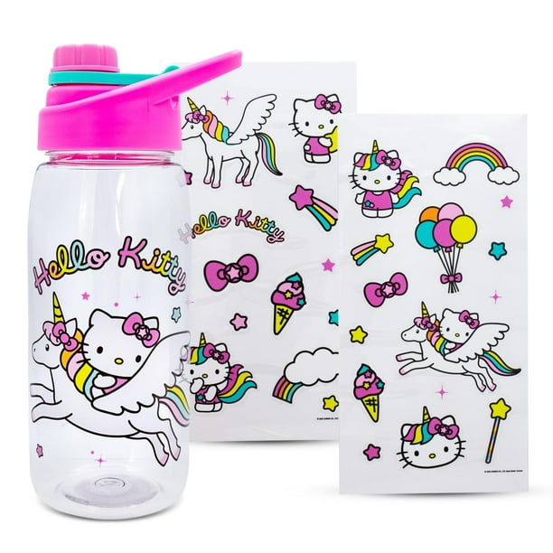 Botella de agua Sanrio Hello Kitty Unicorn de 600 ml con pegatinas