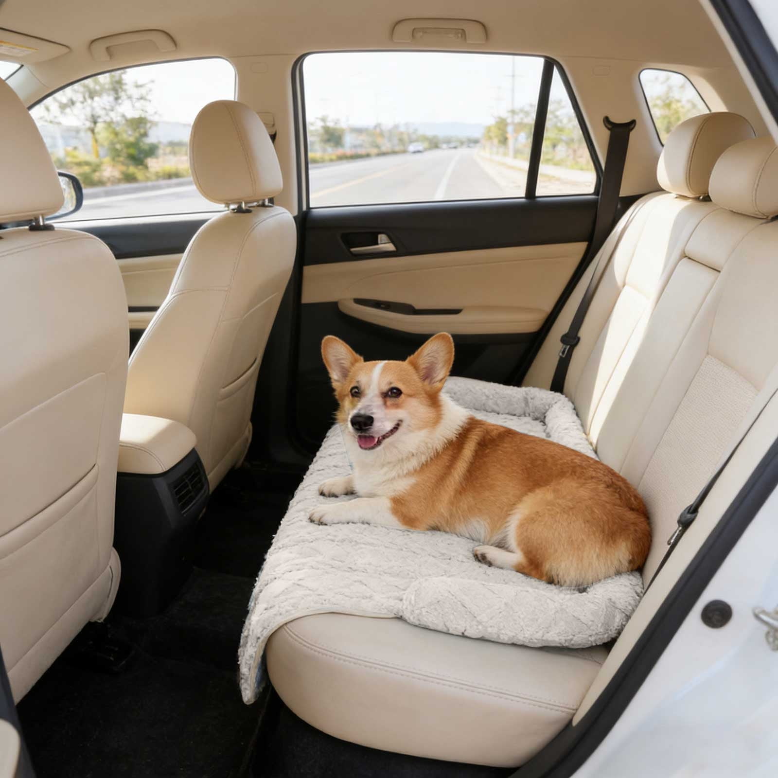 Funny Fuzzy Dog Bed & Sofa Protector - Reversible Plush Pet Couch Cover with Bolster, Calming Fluffy Mat for Dogs and Cats, Washable Furniture Guard