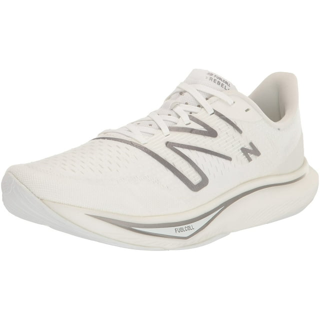 New Balance Men's FuelCell Rebel V3 Running Shoe, White/Dark Silver Metallic/Light Silver Metallic, 13