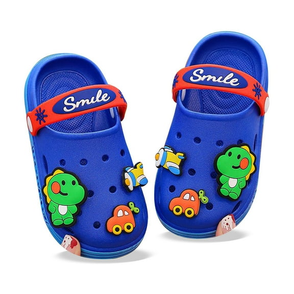 shoper Kids Clogs on Shoes Print Quick Dry Cushioned Insole Shower Slippers Boys Girls Garden Play Shoes Blue 22