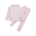 thumbnail image 5 of ZDHoor Kids Thermal Underwear Soft Long John Set Long Sleeve Base Layer Thermal Top with Leggings Pink 11-12, 5 of 6